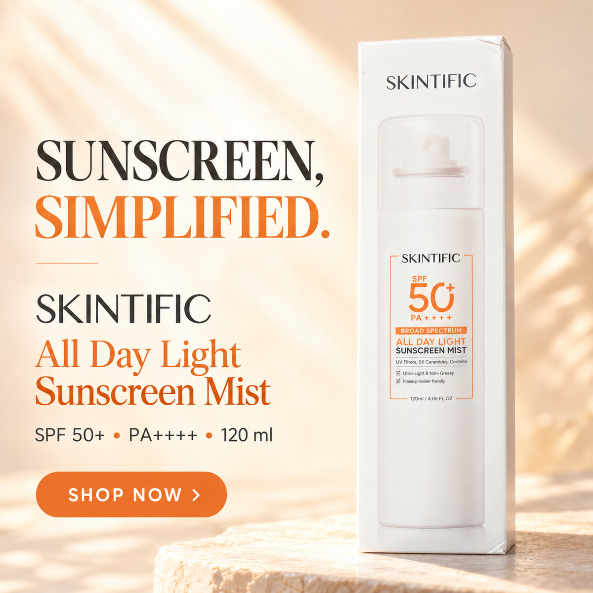 Skintific All Day Light Sunscreen Mist SPF 50 • PA++++
