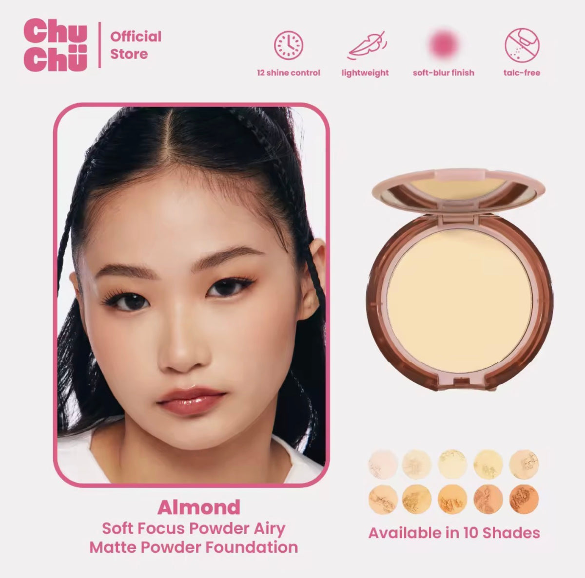 CHUCHU BEAUTY SOFT FOCUS AIRY MATTE POWDER FOUNDATION 7.5G