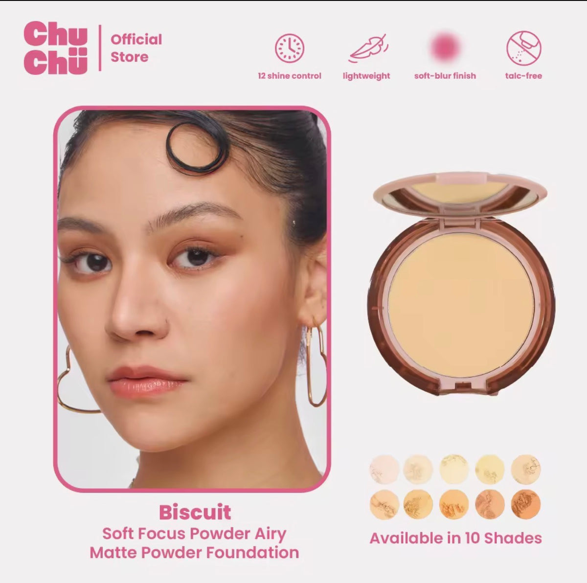 CHUCHU BEAUTY SOFT FOCUS AIRY MATTE POWDER FOUNDATION 7.5G