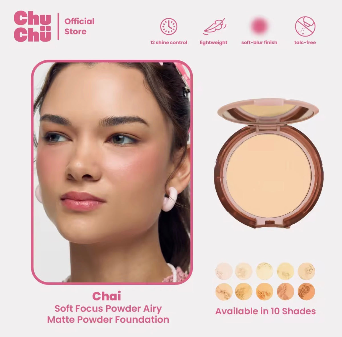 CHUCHU BEAUTY SOFT FOCUS AIRY MATTE POWDER FOUNDATION 7.5G