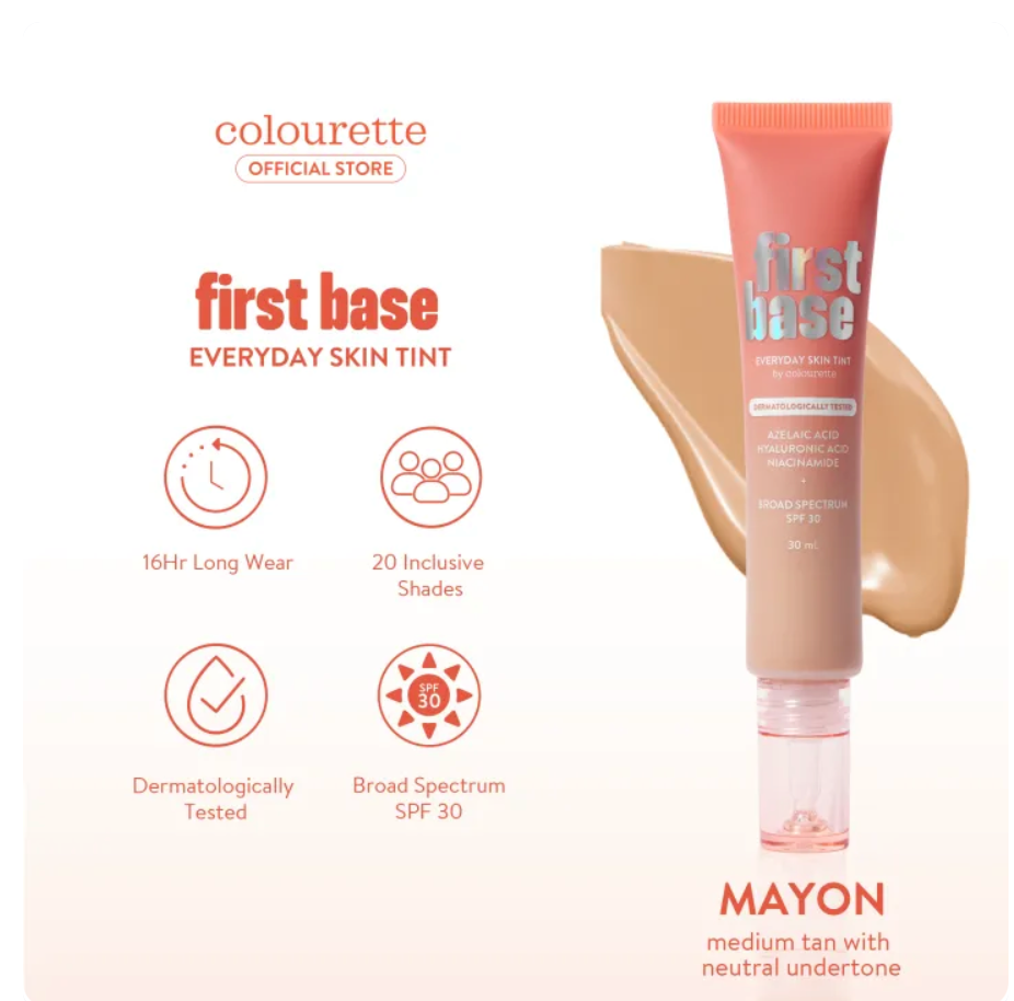 Colourette First Base Everyday Skin Tint SPF30 [Lightweight, Foundation, Base, Sunscreen] 8ml