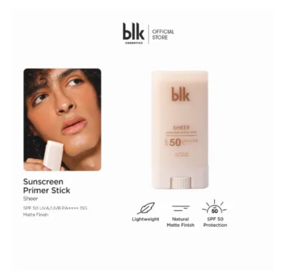 blk cosmetics universal sheer sunscreen primer stick SPF 50 UVA/UVB PA++++ 15g