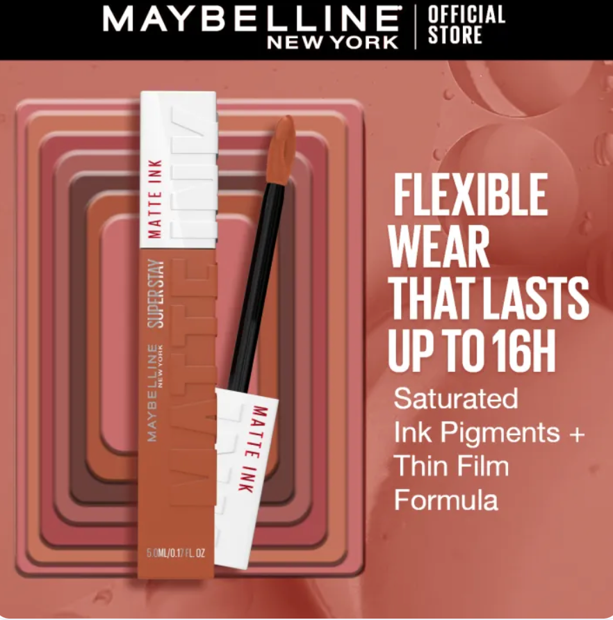 Maybelline SuperStay Matte Ink Liquid Lipstick 16HR Long-Lasting, Transferproof, High Pigment, Waterproof